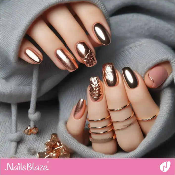 Rose Gold Nails | Foil Nails - NB4138